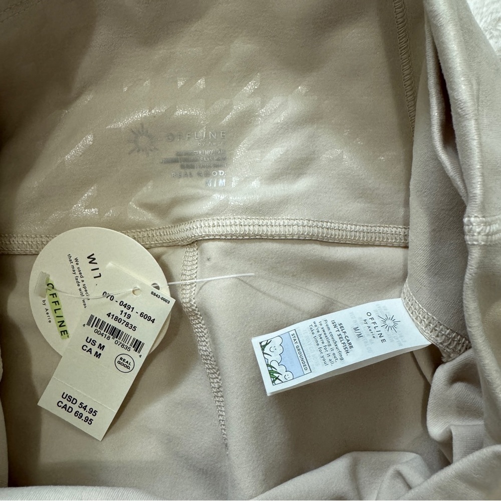 NEW Aerie Offline Medium Cream Houndstooth Ankle Leggings - Picture 10 of 11